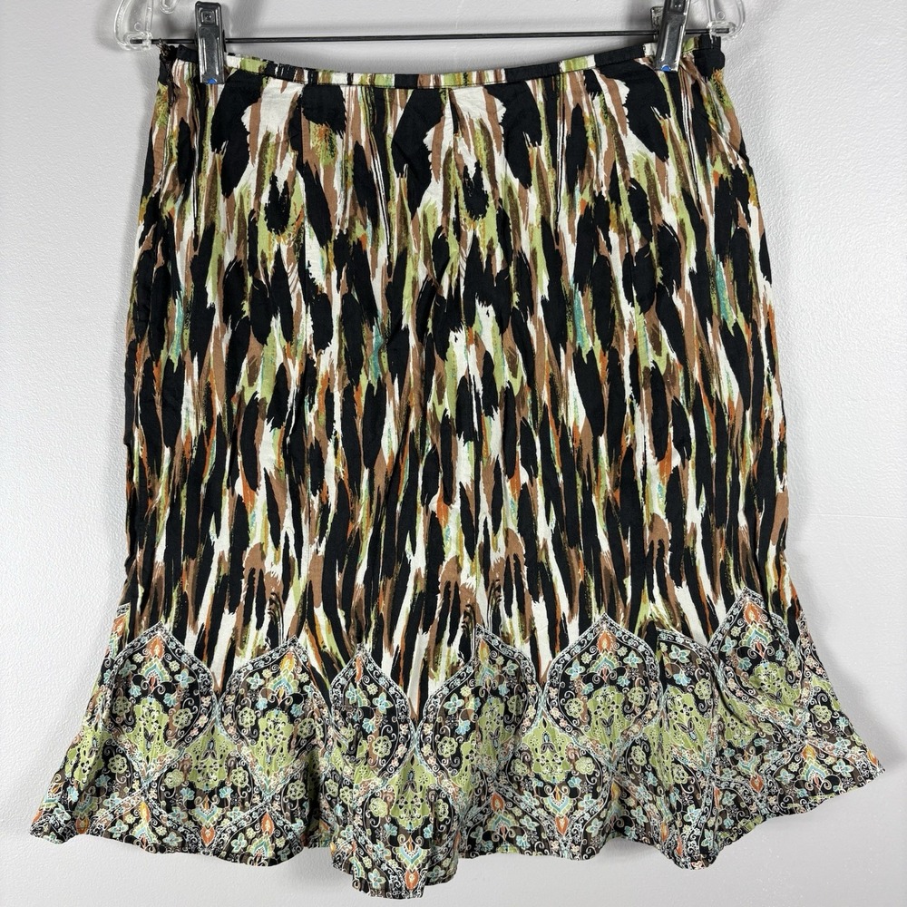 Dana‎ Buchman Women's 10 Multicolor Animal Paisley Lined A Line Trumpet Skirt
